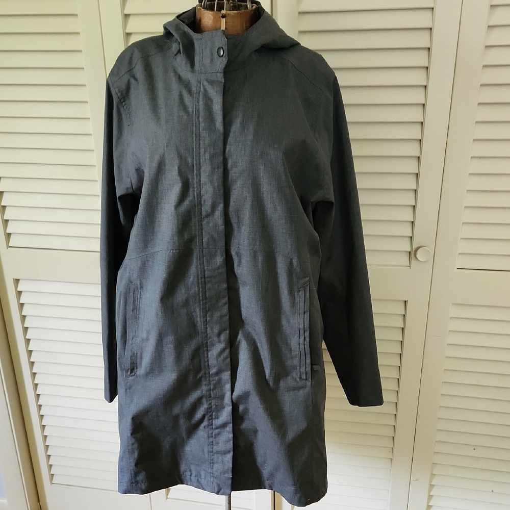 Eddie Bauer Weatheredge Charcoal Hooded Raincoat Trench